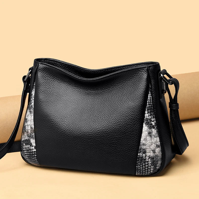 High Quality Genuine Leather Large Capacity Shoulder Crossbody Bags for Women Luxury Cow Leather Handbags Lady Bucket Bag Purses