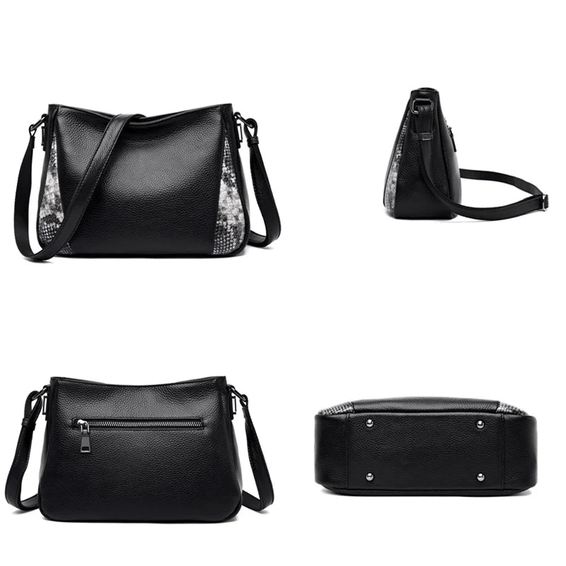 High Quality Genuine Leather Large Capacity Shoulder Crossbody Bags for Women Luxury Cow Leather Handbags Lady Bucket Bag Purses