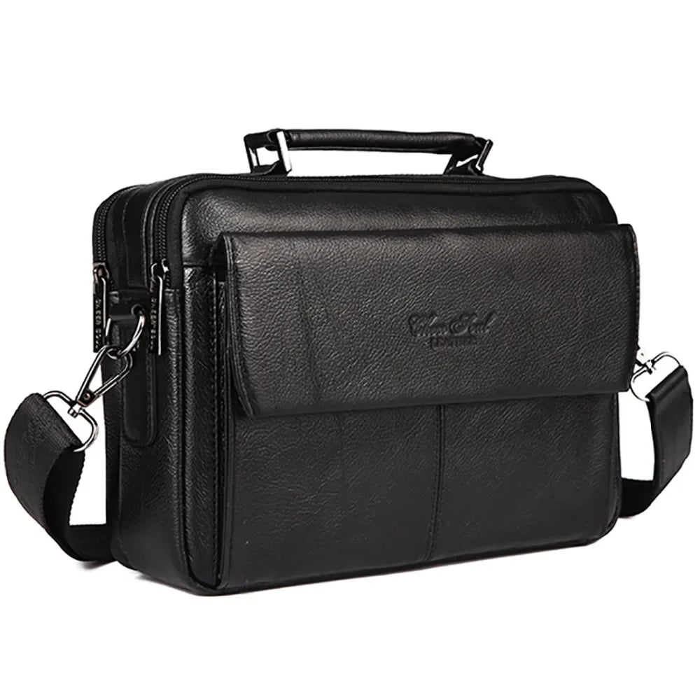 High Quality Genuine Leather Men Business Shoulder Bag Famous Brand Cross Body Messenger Bags Cowhide Handbag Tote Briefcase New