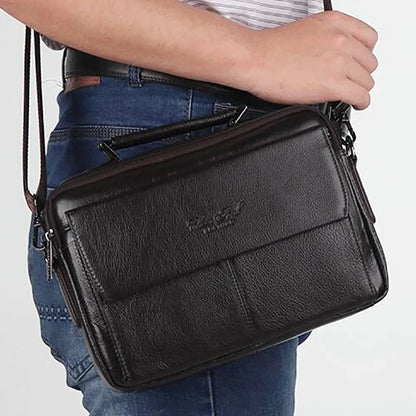 High Quality Genuine Leather Men Business Shoulder Bag Famous Brand Cross Body Messenger Bags Cowhide Handbag Tote Briefcase New