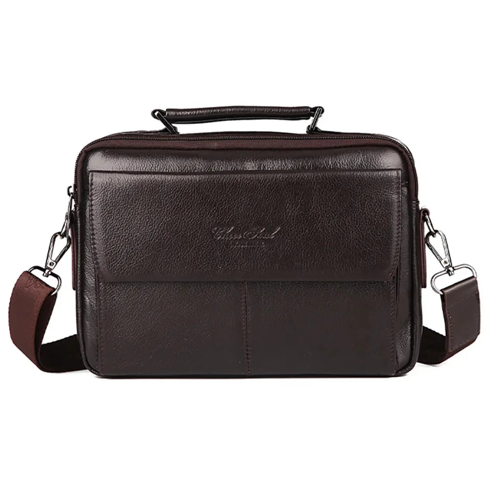 High Quality Genuine Leather Men Business Shoulder Bag Famous Brand Cross Body Messenger Bags Cowhide Handbag Tote Briefcase New