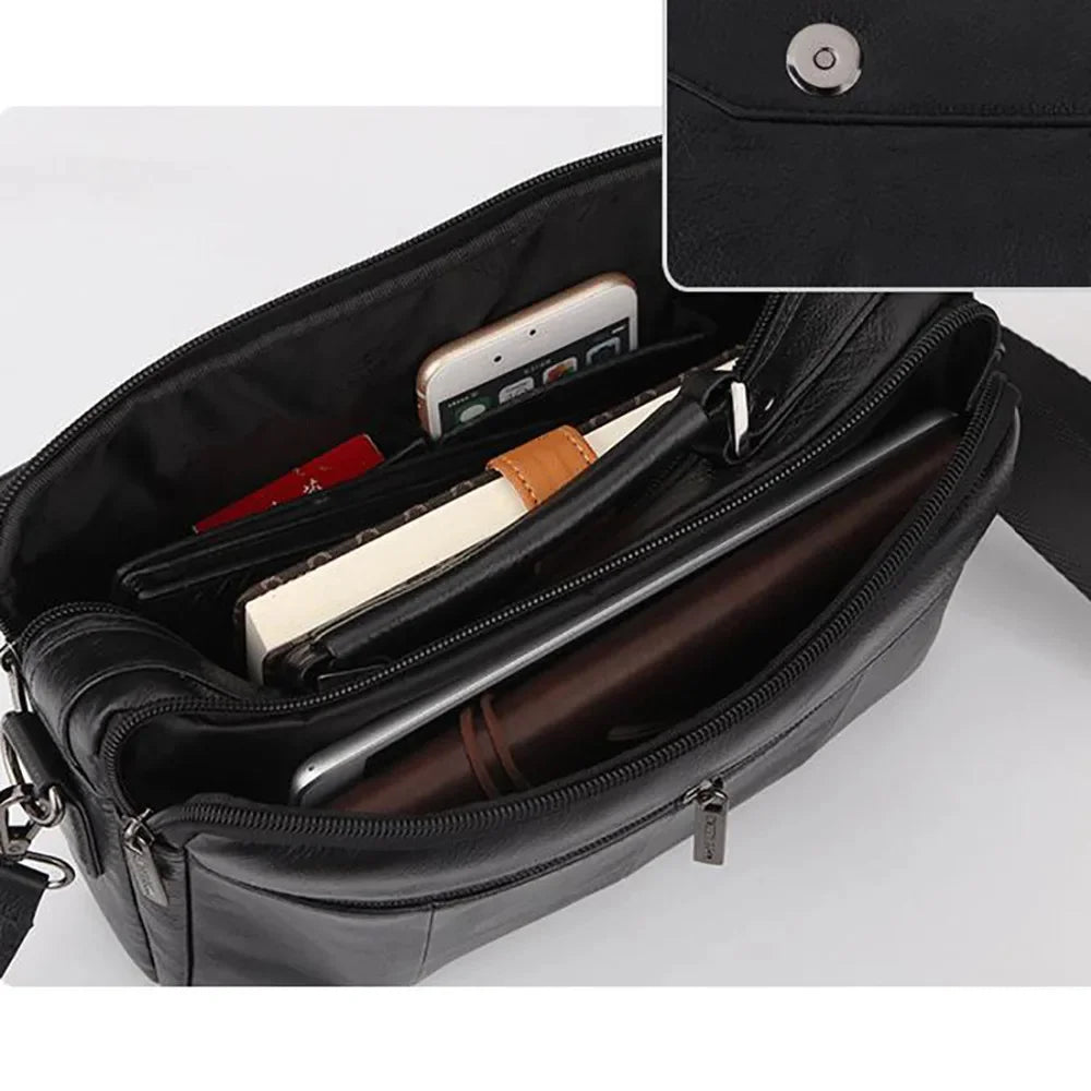 High Quality Genuine Leather Men Business Shoulder Bag Famous Brand Cross Body Messenger Bags Cowhide Handbag Tote Briefcase New