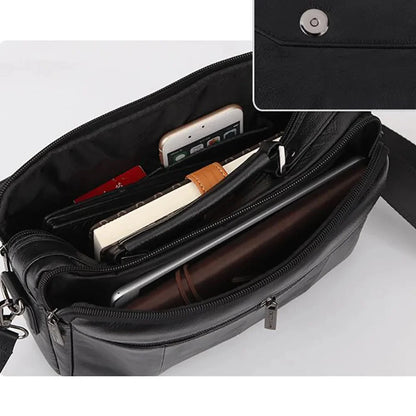 High Quality Genuine Leather Men Business Shoulder Bag Famous Brand Cross Body Messenger Bags Cowhide Handbag Tote Briefcase New