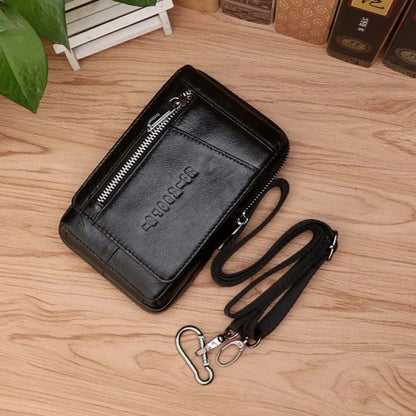High Quality Genuine Leather Men Hip Bum Belt Purse Fanny Pack Mobile Phone Cigarette Case Hook Waist Cross Body Shoulder Bag