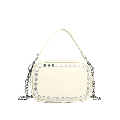 High Quality Genuine Leather Shoulder Crossbody Bags for Wome 2023 Luxury Rivet Chain Cowhide Handbags Female Messenger Tote Sac