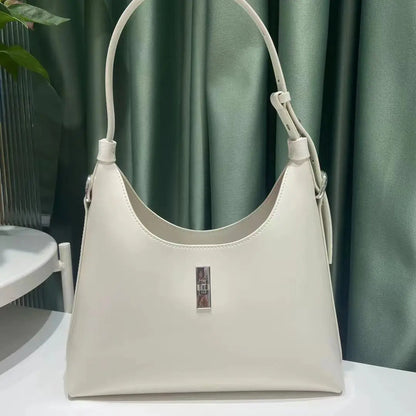 High Quality Genuine Leather Underarm Shoulder Bags Commuter Elegant Large Capacity Solid Color Handbags Korean Minority Bolsos