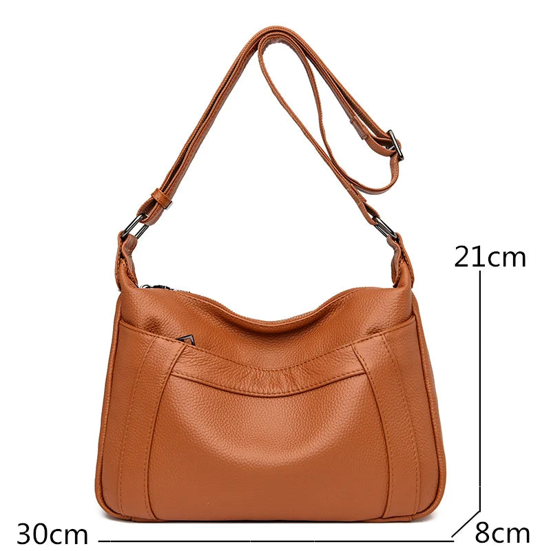 High Quality Genuine Leather Women Shoulder Bag Designer High Capacity Handbag Travel Luxury Hand Bag Female Large Messenger Bag
