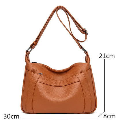 High Quality Genuine Leather Women Shoulder Bag Designer High Capacity Handbag Travel Luxury Hand Bag Female Large Messenger Bag