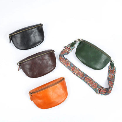 High Quality Genuine Leather Women's Crossbody Bag Streetwear Soft Zipper Half Moon Bags Female Autumn Winter Vintage Bolsos