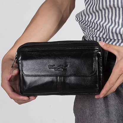 High Quality Genuine Natural Leather Men Clutch Bag Business Purse Wallet Cell Phone Cigarette Cash Card Holder Male Handy Bags