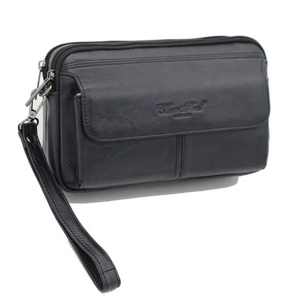 High Quality Genuine Natural Leather Men Clutch Bag Business Purse Wallet Cell Phone Cigarette Cash Card Holder Male Handy Bags