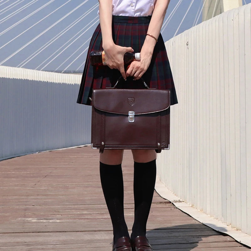 High Quality Girls Lolita JK Briefcases Satchels,Students School Press Lock Metal Edging HandBags Backpacks