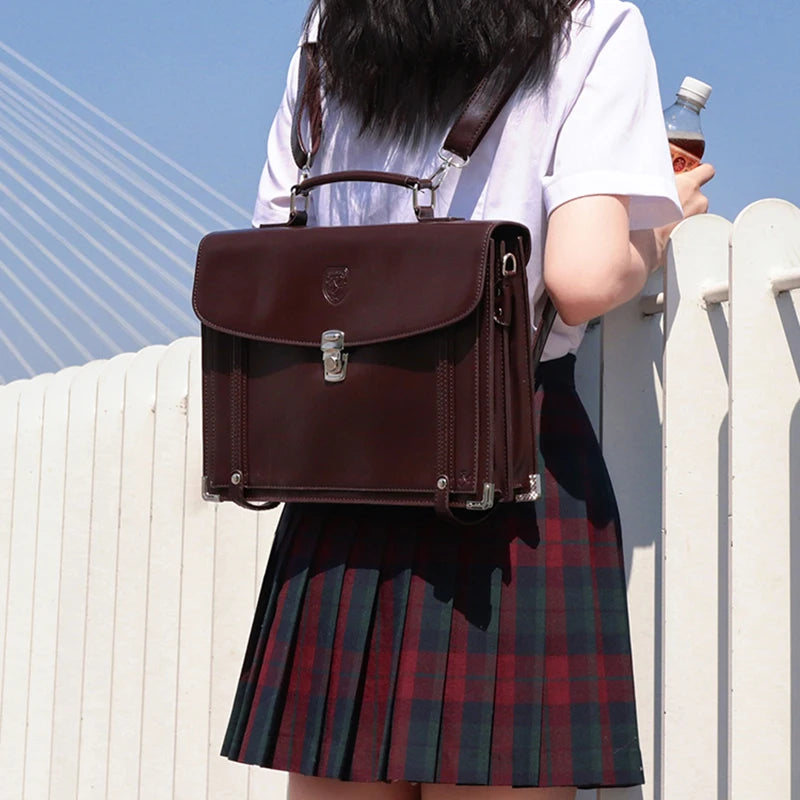 High Quality Girls Lolita JK Briefcases Satchels,Students School Press Lock Metal Edging HandBags Backpacks