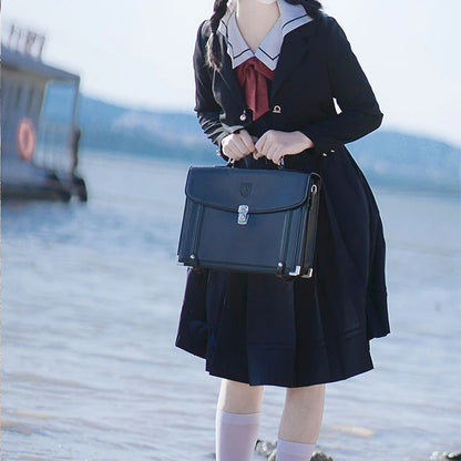 High Quality Girls Lolita JK Briefcases Satchels,Students School Press Lock Metal Edging HandBags Backpacks