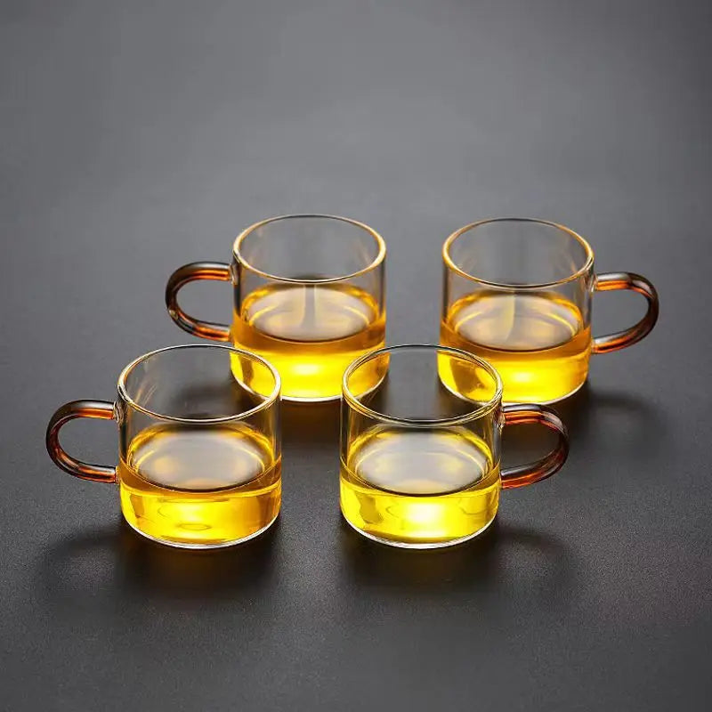 High Quality Heat-resistant Glass Tea Set Color Handle Tea Cup Flower Tea Pot Elegant Afternoon Tea Set Gaiwan Cups Mug Teapot