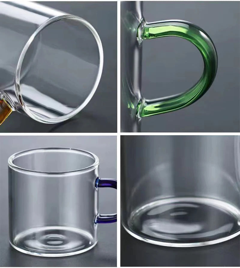 High Quality Heat-resistant Glass Tea Set Color Handle Tea Cup Flower Tea Pot Elegant Afternoon Tea Set Gaiwan Cups Mug Teapot