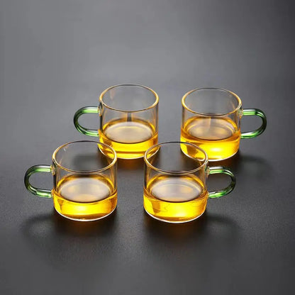 High Quality Heat-resistant Glass Tea Set Color Handle Tea Cup Flower Tea Pot Elegant Afternoon Tea Set Gaiwan Cups Mug Teapot