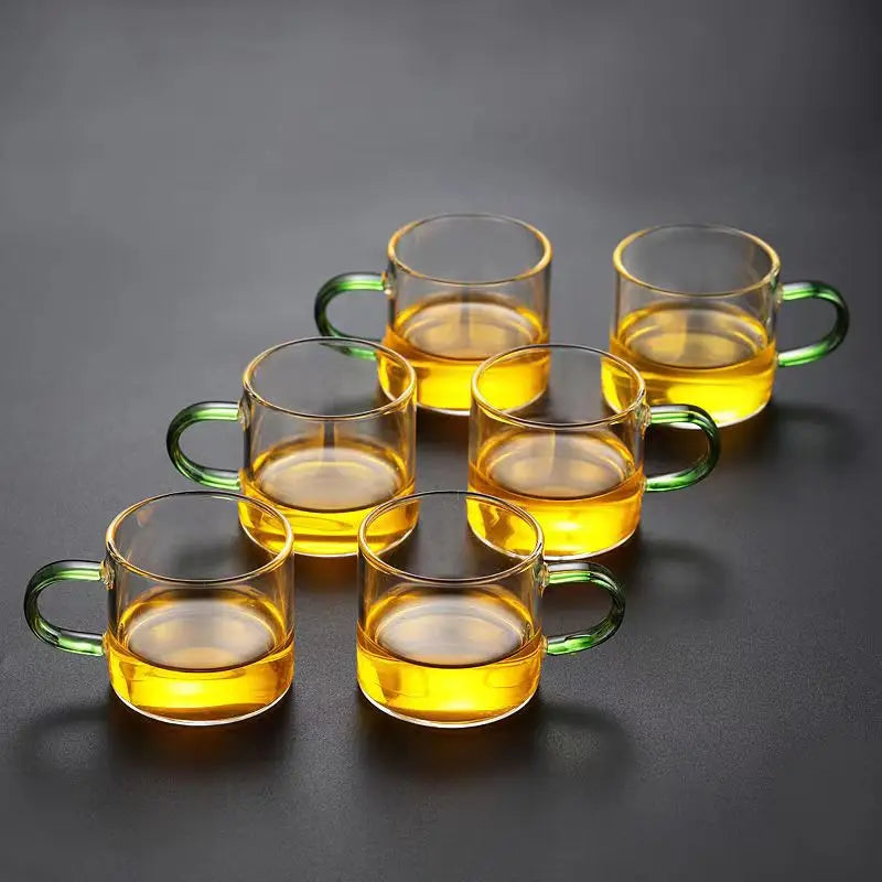 High Quality Heat-resistant Glass Tea Set Color Handle Tea Cup Flower Tea Pot Elegant Afternoon Tea Set Gaiwan Cups Mug Teapot