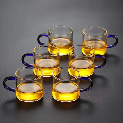 High Quality Heat-resistant Glass Tea Set Color Handle Tea Cup Flower Tea Pot Elegant Afternoon Tea Set Gaiwan Cups Mug Teapot