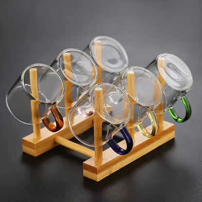 High Quality Heat-resistant Glass Tea Set Color Handle Tea Cup Flower Tea Pot Elegant Afternoon Tea Set Gaiwan Cups Mug Teapot