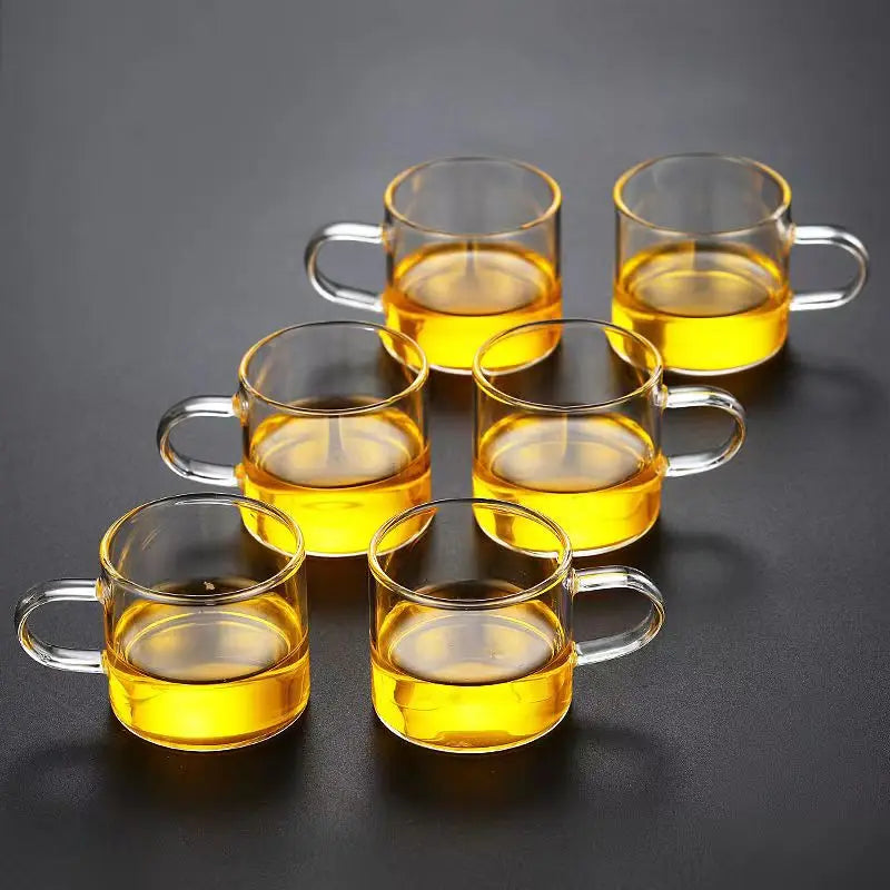 High Quality Heat-resistant Glass Tea Set Color Handle Tea Cup Flower Tea Pot Elegant Afternoon Tea Set Gaiwan Cups Mug Teapot