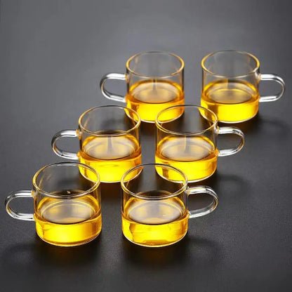 High Quality Heat-resistant Glass Tea Set Color Handle Tea Cup Flower Tea Pot Elegant Afternoon Tea Set Gaiwan Cups Mug Teapot