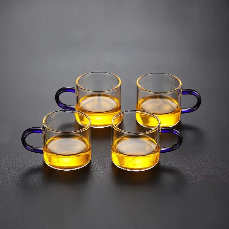 High Quality Heat-resistant Glass Tea Set Color Handle Tea Cup Flower Tea Pot Elegant Afternoon Tea Set Gaiwan Cups Mug Teapot