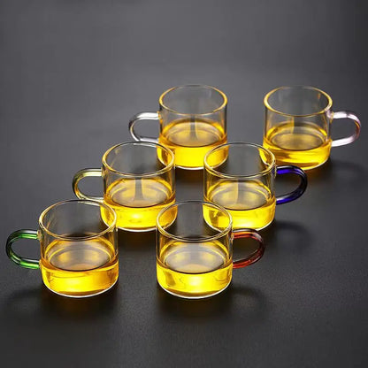 High Quality Heat-resistant Glass Tea Set Color Handle Tea Cup Flower Tea Pot Elegant Afternoon Tea Set Gaiwan Cups Mug Teapot