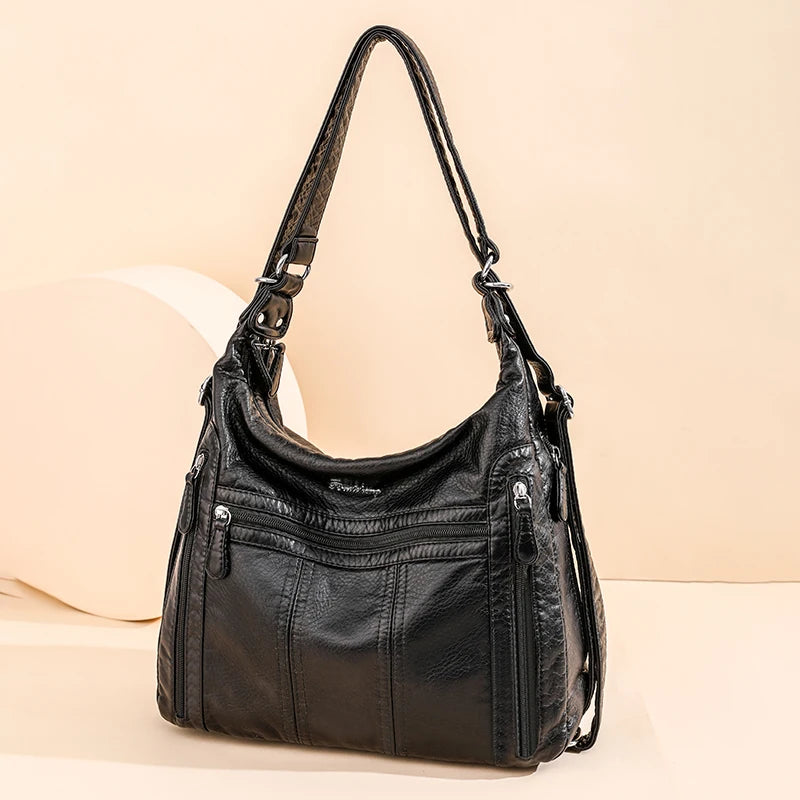 High Quality Large Capacity 3 In 1Women Backpack Luxury Soft Leather Shoulder Crossbody Bag For Women Fashion Ladies Handbag Sac
