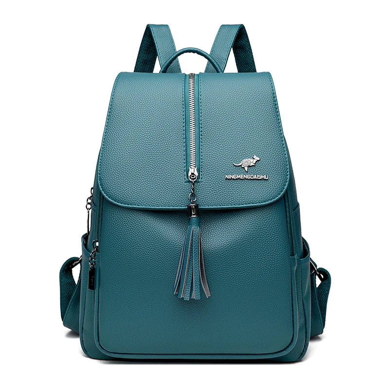 High Quality Leather Backpack 2023 Luxury Brand Retro Women Backpack High Capacity Travel Backpack Fashion School Bags for Girls