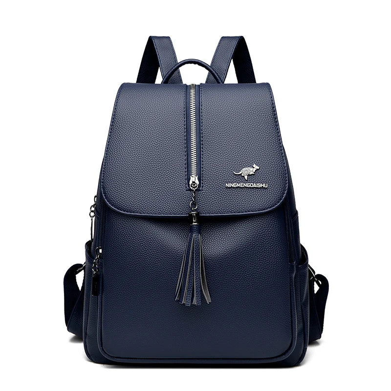 High Quality Leather Backpack 2023 Luxury Brand Retro Women Backpack High Capacity Travel Backpack Fashion School Bags for Girls