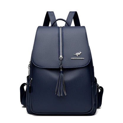 High Quality Leather Backpack 2023 Luxury Brand Retro Women Backpack High Capacity Travel Backpack Fashion School Bags for Girls