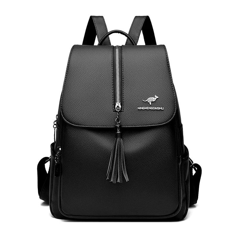 High Quality Leather Backpack 2023 Luxury Brand Retro Women Backpack High Capacity Travel Backpack Fashion School Bags for Girls