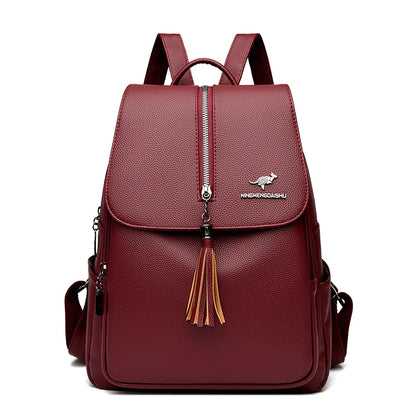 High Quality Leather Backpack 2023 Luxury Brand Retro Women Backpack High Capacity Travel Backpack Fashion School Bags for Girls
