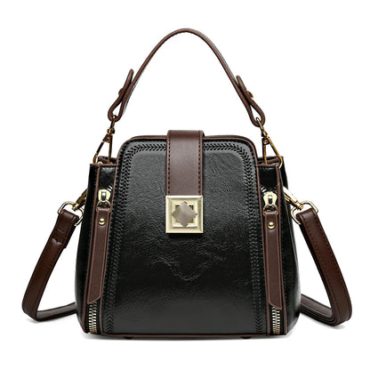 High Quality Leather Handbags Purses Women's Bag 2024 Luxury Brand Shoulder Crossbody Sac Lady Messenger Many Zippers Small Tote