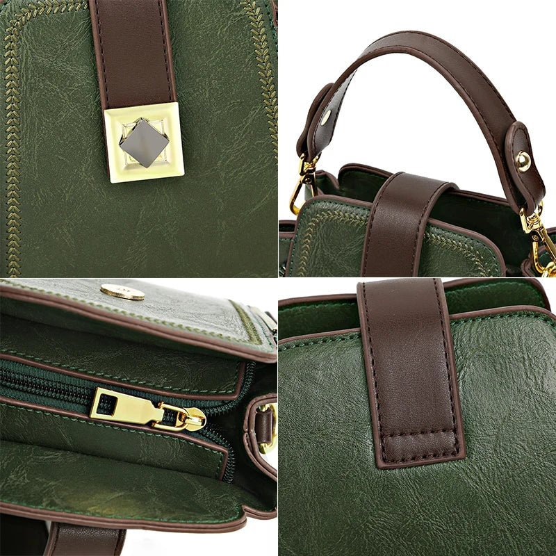High Quality Leather Handbags Purses Women's Bag 2024 Luxury Brand Shoulder Crossbody Sac Lady Messenger Many Zippers Small Tote