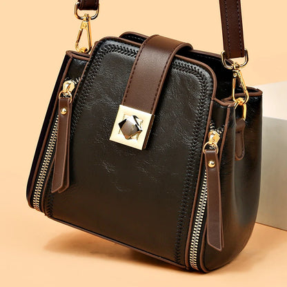 High Quality Leather Handbags Purses Women's Bag 2024 Luxury Brand Shoulder Crossbody Sac Lady Messenger Many Zippers Small Tote