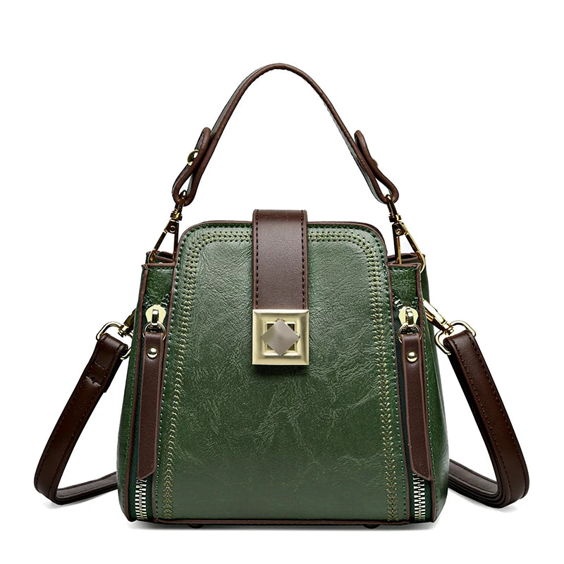 High Quality Leather Handbags Purses Women's Bag 2024 Luxury Brand Shoulder Crossbody Sac Lady Messenger Many Zippers Small Tote