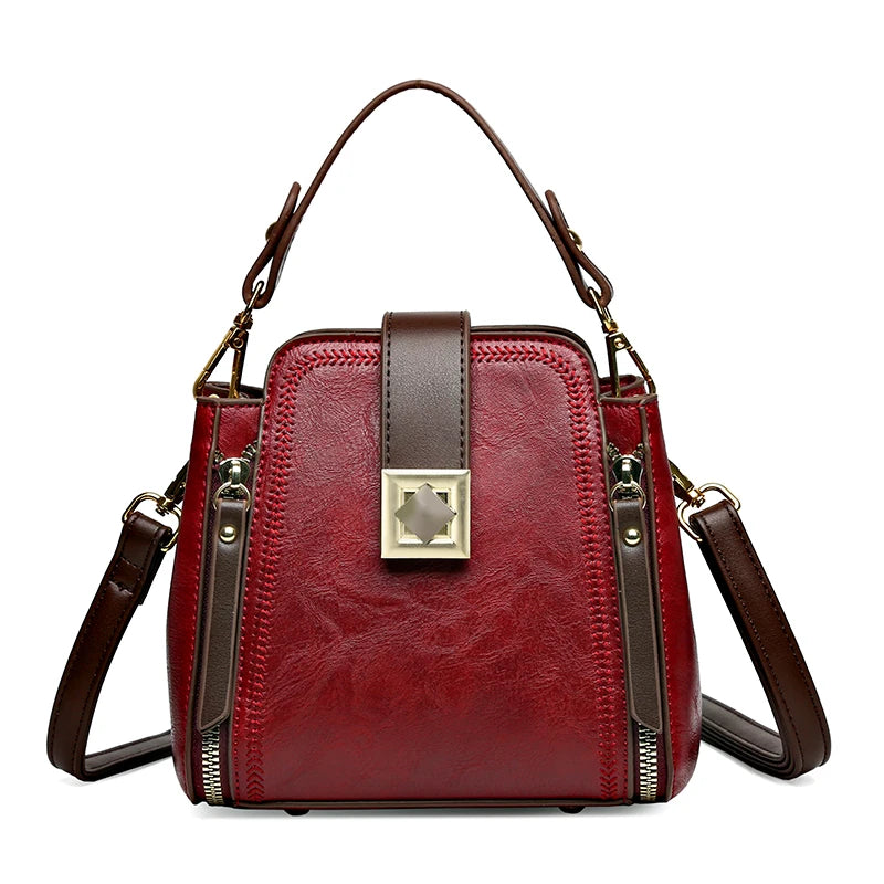 High Quality Leather Handbags Purses Women's Bag 2024 Luxury Brand Shoulder Crossbody Sac Lady Messenger Many Zippers Small Tote