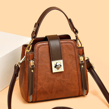 High Quality Leather Handbags Purses Women's Bag 2024 Luxury Brand Shoulder Crossbody Sac Lady Messenger Many Zippers Small Tote