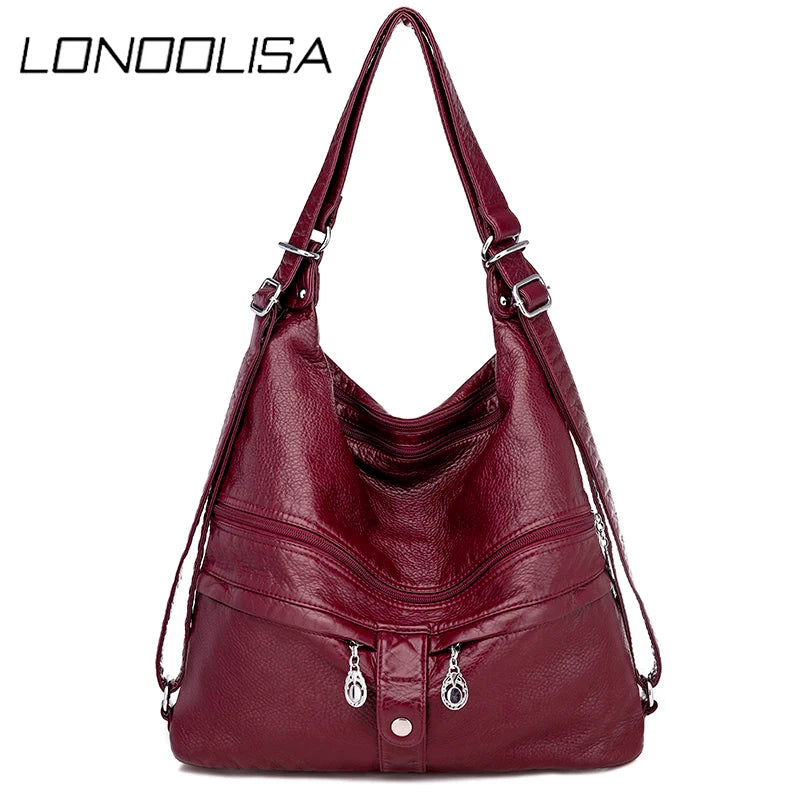 High Quality Leather Multifunction Women Bags Casual Female Large Capacity Backpack Luxury Designer Shoulder Bags for Women 2020