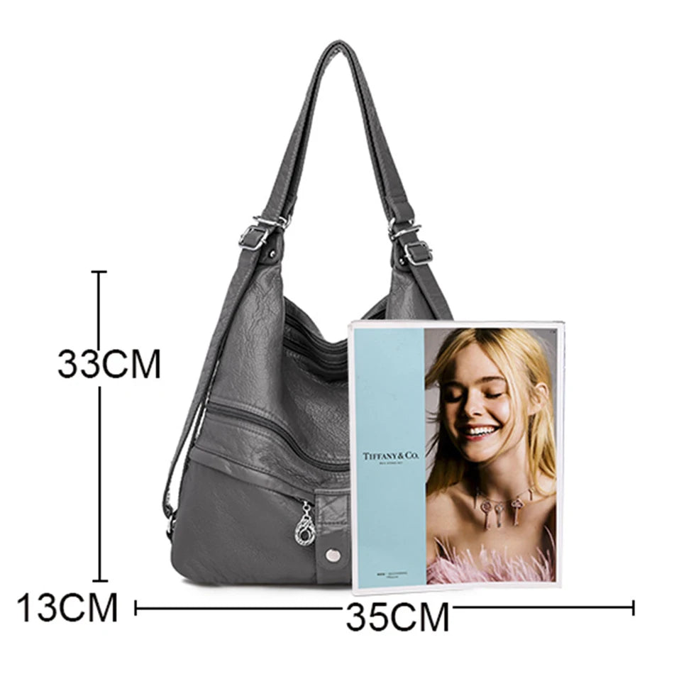 High Quality Leather Multifunction Women Bags Casual Female Large Capacity Backpack Luxury Designer Shoulder Bags for Women 2020
