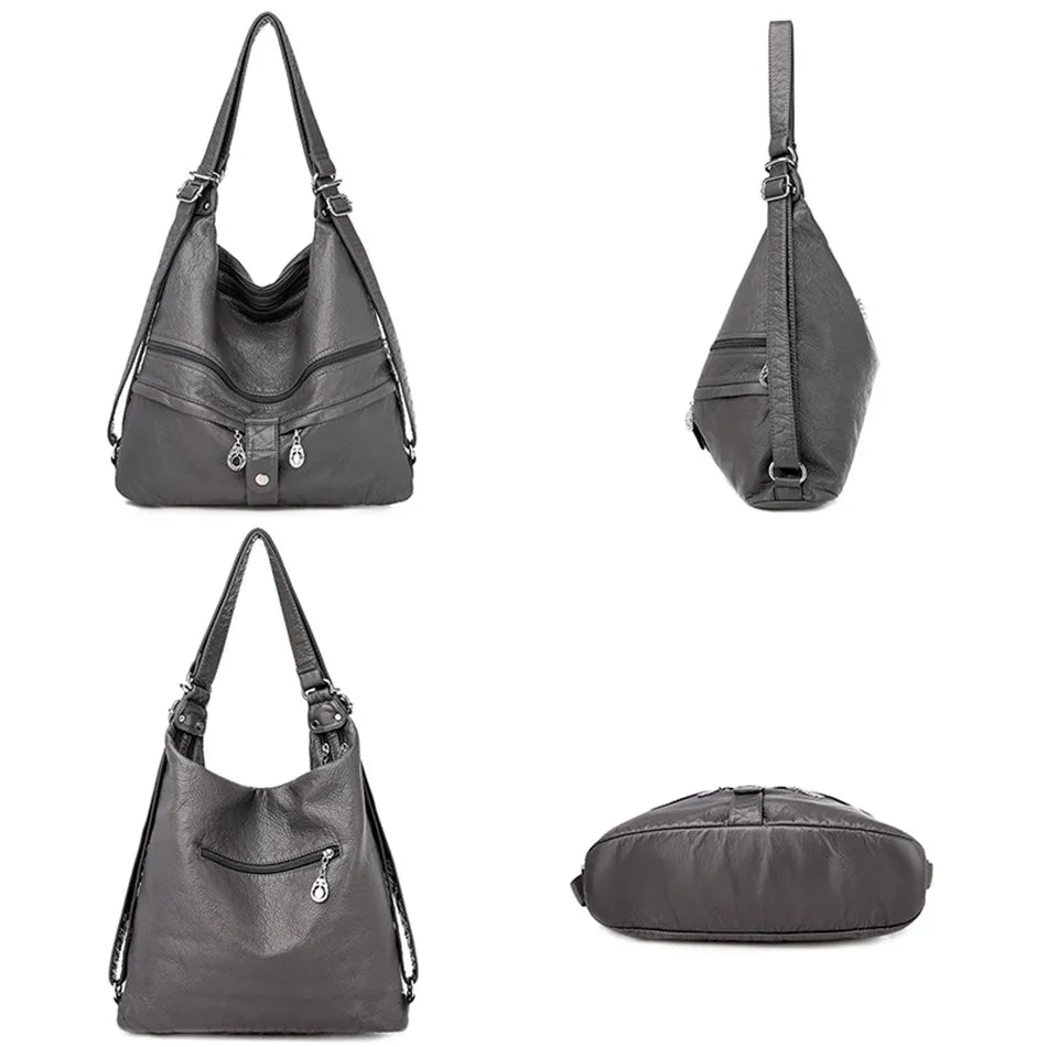 High Quality Leather Multifunction Women Bags Casual Female Large Capacity Backpack Luxury Designer Shoulder Bags for Women 2020