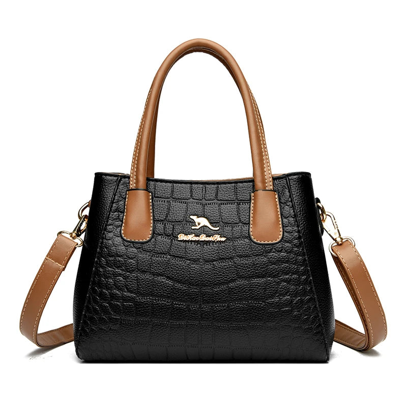 High Quality Leather Shoulder Crossbody Bags for Women Large Capacity Purses and Handbags Luxury Designer Ladies Casual Tote Sac