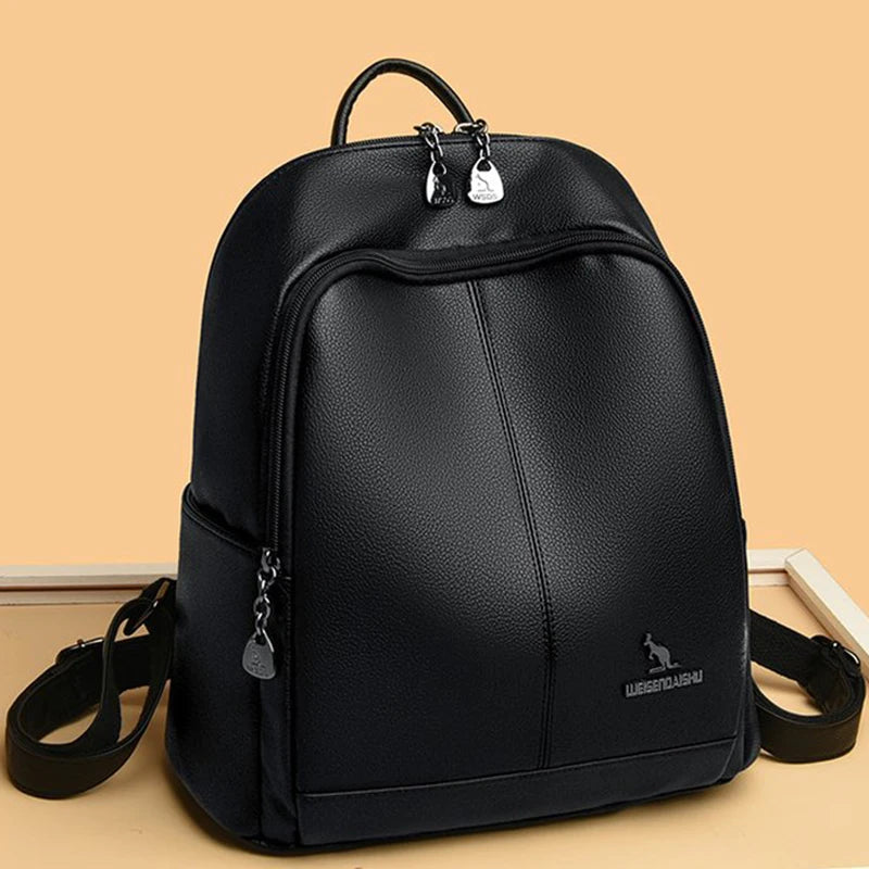 High Quality Leather Women Backpack Casual School Bag for Teenager Girl 2024 Designer Luxury Travel Back Pack Mochilas Sac A Dos