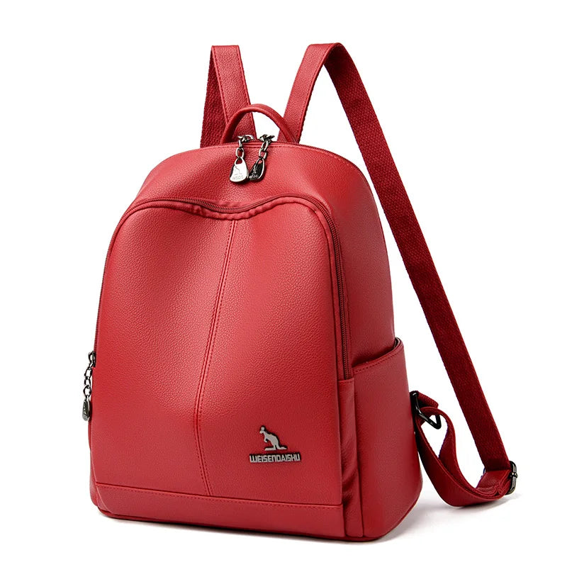 High Quality Leather Women Backpack Casual School Bag for Teenager Girl 2024 Designer Luxury Travel Back Pack Mochilas Sac A Dos
