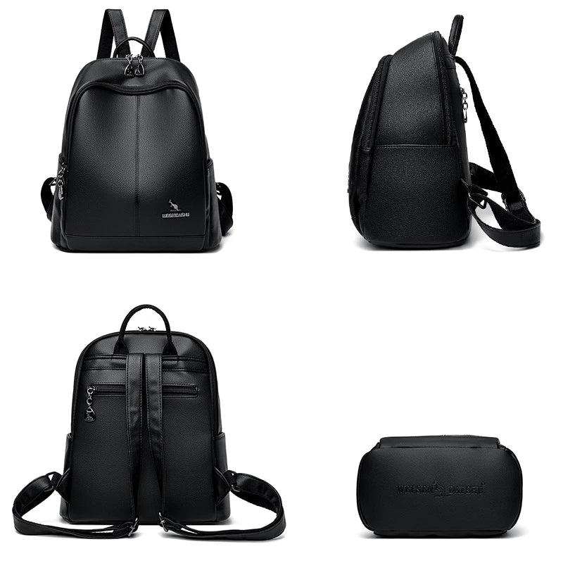 High Quality Leather Women Backpack Casual School Bag for Teenager Girl 2024 Designer Luxury Travel Back Pack Mochilas Sac A Dos