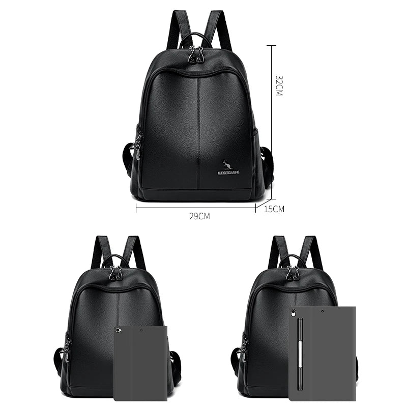 High Quality Leather Women Backpack Casual School Bag for Teenager Girl 2024 Designer Luxury Travel Back Pack Mochilas Sac A Dos