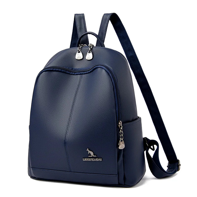High Quality Leather Women Backpack Casual School Bag for Teenager Girl 2024 Designer Luxury Travel Back Pack Mochilas Sac A Dos