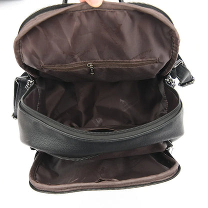 High Quality Leather Women Backpack Casual School Bag for Teenager Girl 2024 Designer Luxury Travel Back Pack Mochilas Sac A Dos